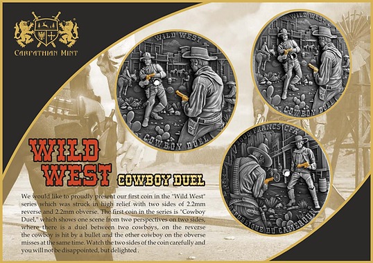 Cameroon 2024 3000 Francs CFA Cowboy Duel: Wild West Series - 2oz .999 Silver Coin High Relief