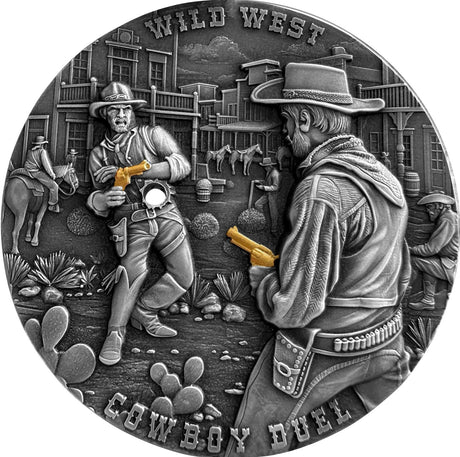 Cameroon 2024 3000 Francs CFA Cowboy Duel: Wild West Series - 2oz .999 Silver Coin High Relief