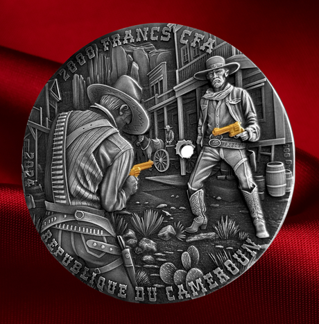 Cameroon 2024 3000 Francs CFA Cowboy Duel: Wild West Series - 2oz .999 Silver Coin High Relief