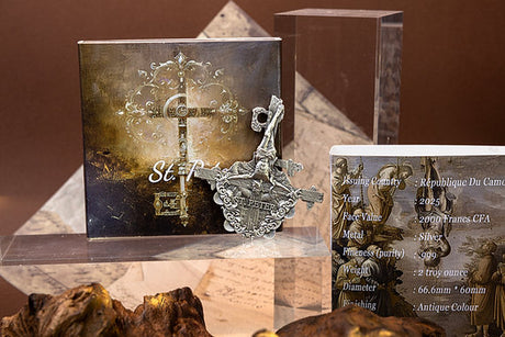 Cameroon 2025 2000 Francs CFA Crucifixion of St Peter - 12 Apostles Series 2oz Gilded Silver Coin 199 Made