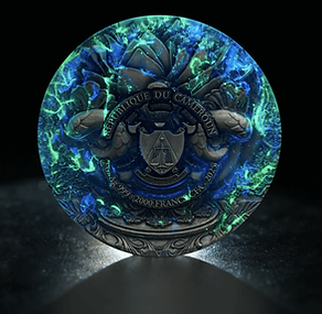 Decorative glass ball with blue and green colors on a black background