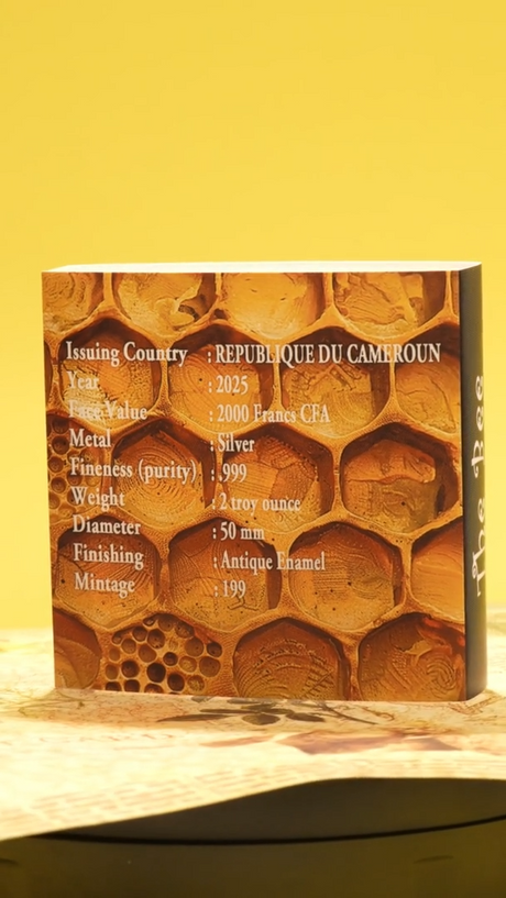 Cameroon 2025 2000 Francs CFA ThE BEE - 2 oz .999 High Relief Silver Coin 199 Minted