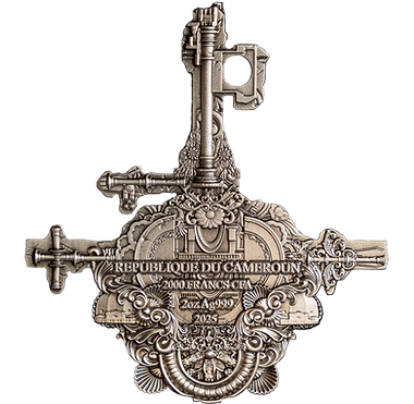Cameroon 2025 2000 Francs CRUCIFIXION of ST. PETER - 12 Apostles Series 2oz Antiqued Silver Mintage:199