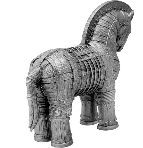 Cameroon 2026 2000 CFA Trojan Horse Shadows of Myths 2oz Antique Silver Right Side Back View and Reverse of coin.
