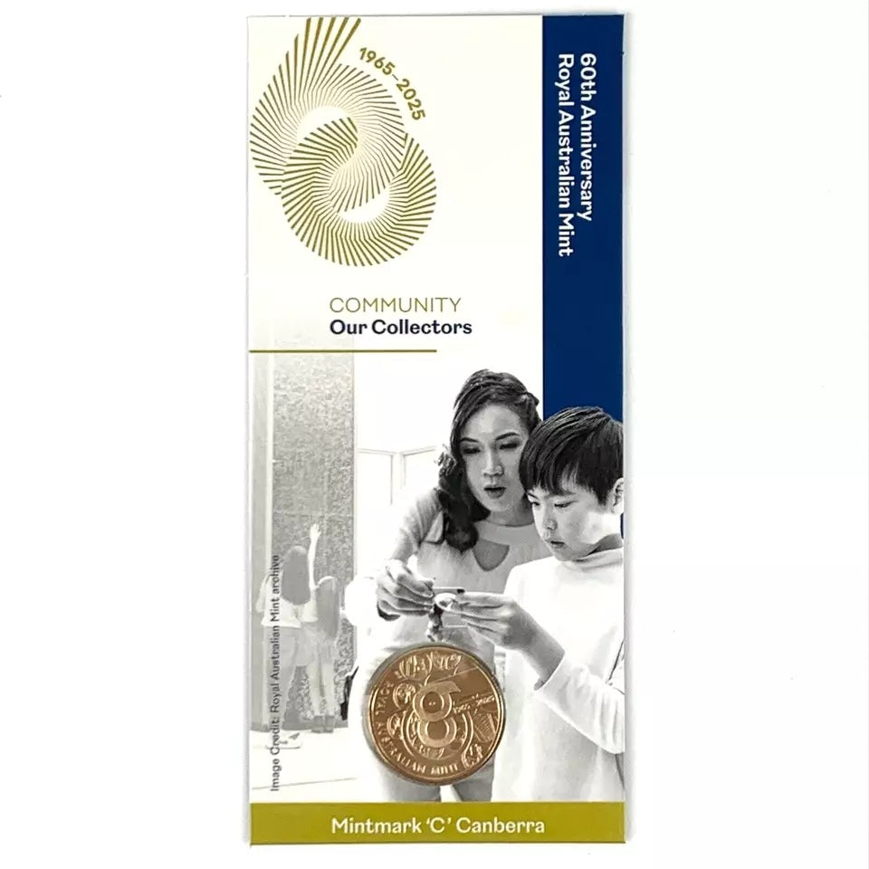 Australia 2025 $1 Royal Australia Mint 60th Anniversary' 'C' Mintmark Coin Set 5 x $1 Coins