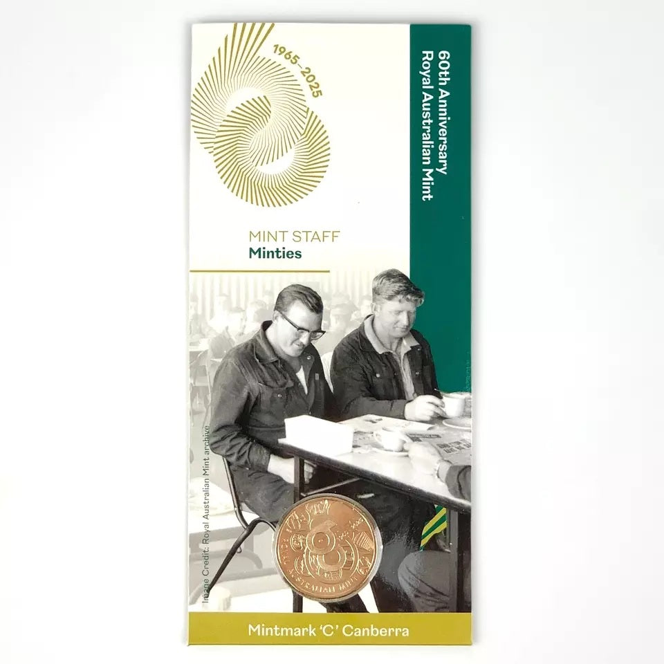 Australia 2025 $1 Royal Australia Mint 60th Anniversary' 'C' Mintmark Coin Set 5 x $1 Coins
