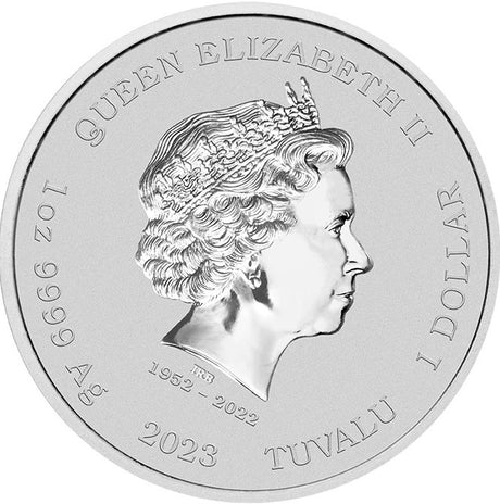 Tuvalu $1 2023 James Bond Casino Royale - Casino Chip 1oz .9999 Silver Coloured Coin In Card