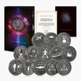 Samoa 2022 50 Cents CONSPIRACY THEORY Complete Coin Collection- 12 x 50mm Coins UV Ink, Antique SIlver .999 Plating, Cut Out Technique