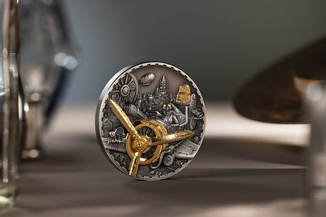 Decorative clock face with intricate designs on a dark background