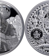 Two circular silver coins shown side by side on a white background, featuring detailed relief artwork and text reading 'COOK ISLANDS 25 DOLLARS 2025'.