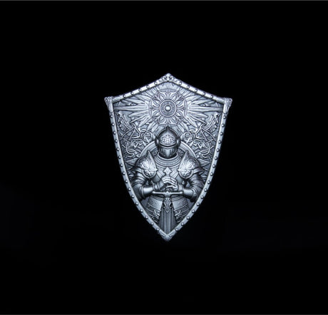 KOMSCO  South Korea 2024 The Crusader’s Shield 2 oz Silver Ultra High Relief Antiqued Stacker