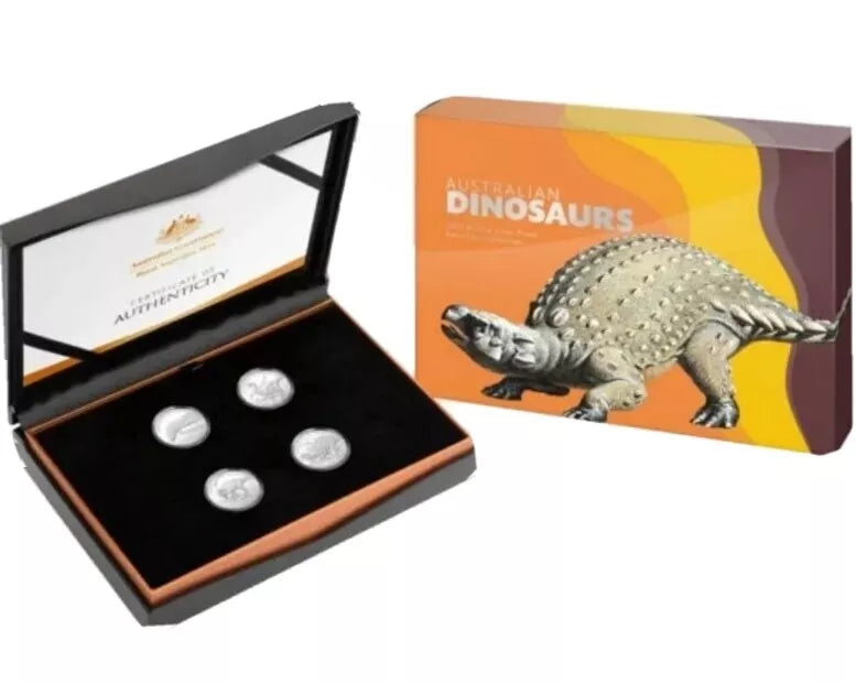 Australia 2022 $1 DINOSAURS .999 Silver Proof four-Coin Set Limited Edition of 1000