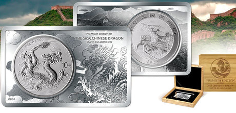 People's Republic of China PRC 2025 - / 10 Yuan THE CHINESE BULLION DRAGON COIN IN BAR 2 + 1oz Silver 2025 Made