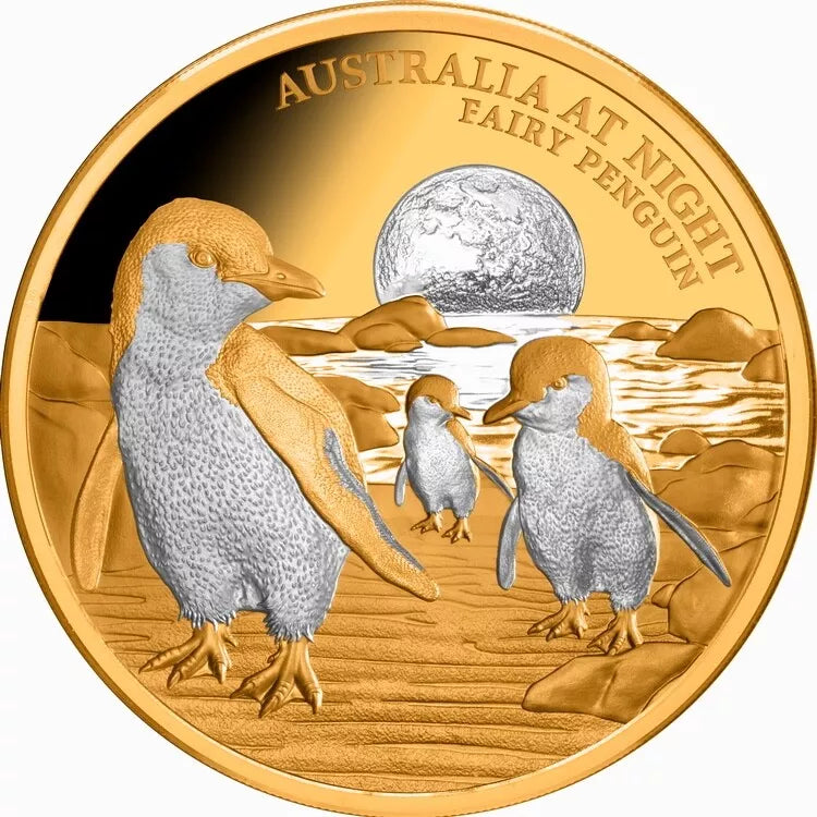 Niue 2024 $100 Australia at Night Fairy Penguins 1oz .9999 Gold Proof Coin
