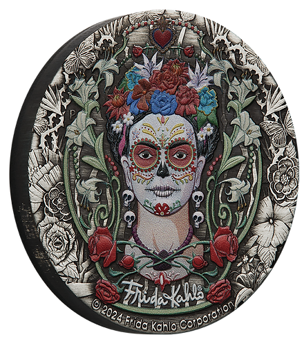 Tuvalu 2024 $2 Frida Kahlo - 2oz Silver Antiqued Coloured Coin