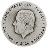 Tuvalu 2024 $2 Frida Kahlo - 2oz Silver Antiqued Coloured Coin