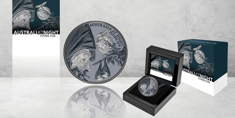 Niue 2023 $1 Australia at Night Flying Fox 1oz .999 Silver Black Proof 1000 Mintage