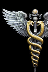KOMSCO South Korea 2025 DIVINE WEAPONS Winged Staff 2.5 oz .999 Gilded Antiqued Silver Stacker