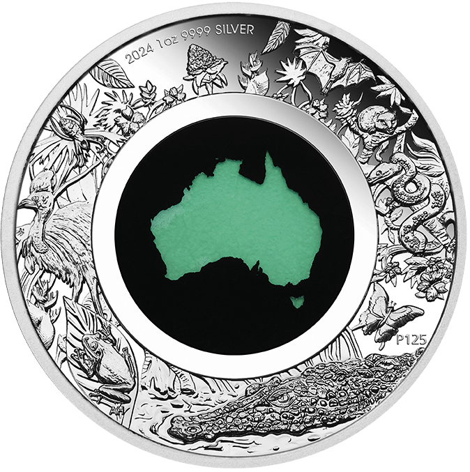 Australia 2024 $1 Great Southern Land  1 oz .9999 Silver Proof Chrysoprase Coin Perth Mint