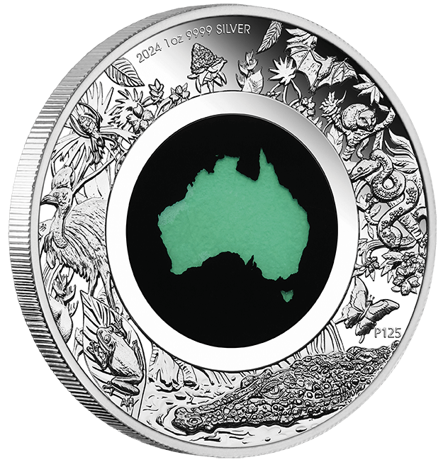 Australia 2024 $1 Great Southern Land  1 oz .9999 Silver Proof Chrysoprase Coin Perth Mint