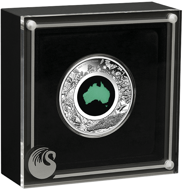 Australia 2024 $1 Great Southern Land  1 oz .9999 Silver Proof Chrysoprase Coin Perth Mint