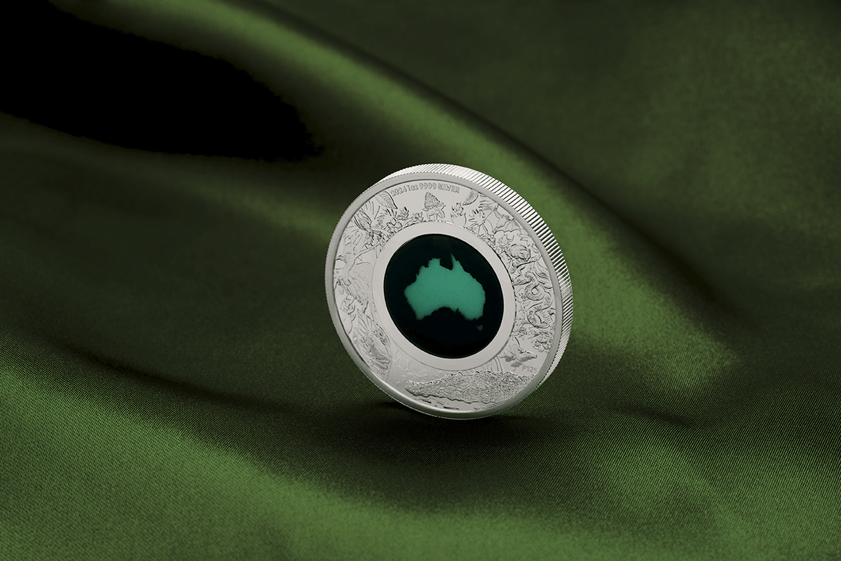 Australia 2024 $1 Great Southern Land  1 oz .9999 Silver Proof Chrysoprase Coin Perth Mint