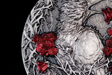 Gabon 2025 3000 Francs CFA Greater Thorn Bird 3oz .999 Antique Silver High relief Box Detail