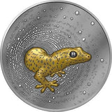 Cameroon 2023 2000 Francs CFA HERPETON GECKO Dark Gilded Ultra High Relief 2 Oz .9999 Silver Coin Reverse and Rim