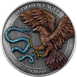 Silver coin featuring a detailed illustration of a golden eagle and a snake, with 'Golden Eagle' and '2024' text.