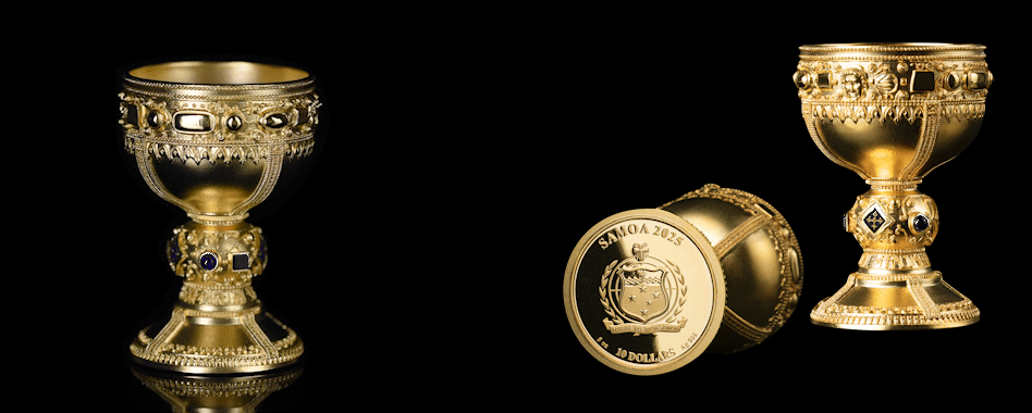 Samoa 2025 $10 THE HOLY GRAIL 3D 5 Oz .999 Silver Proof-Like Coin