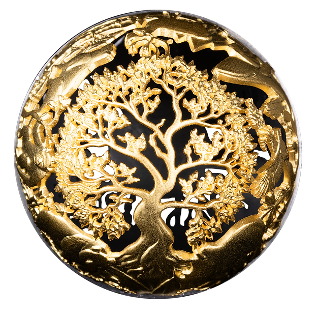Samoa 2025 $5 NATURE AND TECHNOLOGY 2 Oz .999 Antiqued Silver Filigree Spherical Coin