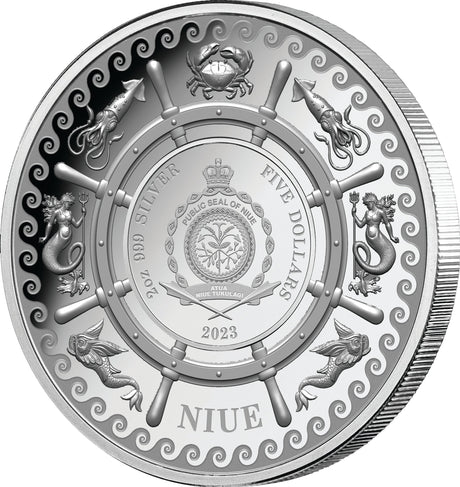Niue 2023 $5 The Kraken 2oz .999 Silver Proof Coin 750 Minted Certificate # 200