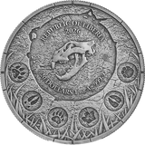 Silver coin with a tiger skull design and 'Republic of Liberia' text, featuring the year 2026.