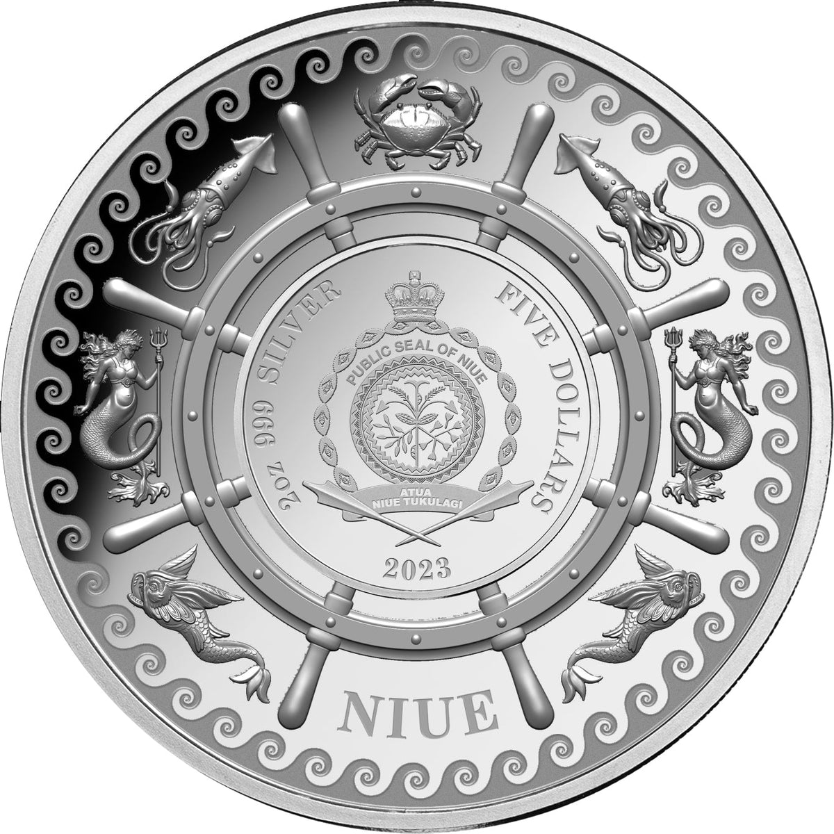 Niue 2023 $5 The Kraken 2oz .999 Silver Proof Coin 750 Minted Certificate # 200