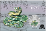 Australia 2025 $1 Year of the Snake 1oz .9999 Silver Coloured Coin in Card - Melbourne Money Expo ANDA Special