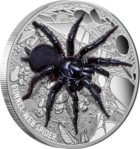 Niue 2023 $10 Australia’s Funnel-Web Spider Ultra High Relief 5oz .999 Silver Proof Coin 500 Minted 65mm