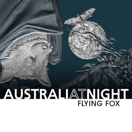 Niue 2023 $1 Australia at Night Flying Fox 1oz .999 Silver Black Proof 1000 Mintage