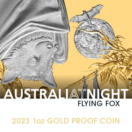 Niue 2023 $1 Australia at Night Flying Fox 1oz .9999 Gold Proof Coin 150 Mintage