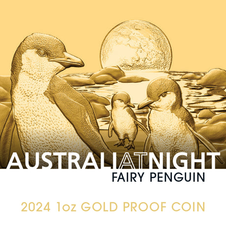 Niue 2024 $100 Australia at Night Fairy Penguins 1oz .9999 Gold Proof Coin