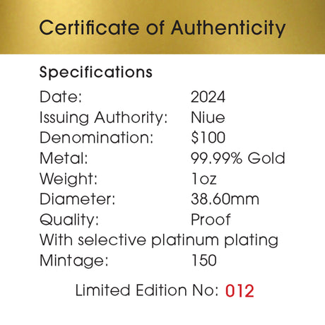 Niue 2024 $100 Australia at Night Fairy Penguins 1oz .9999 Gold Proof Coin