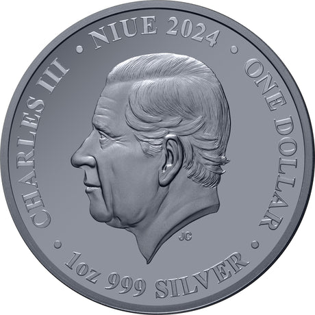 #111 CERTIFICATE Niue 2024 $1 Australia at Night Fairy Penguins 1oz Silver Black Proof Coin