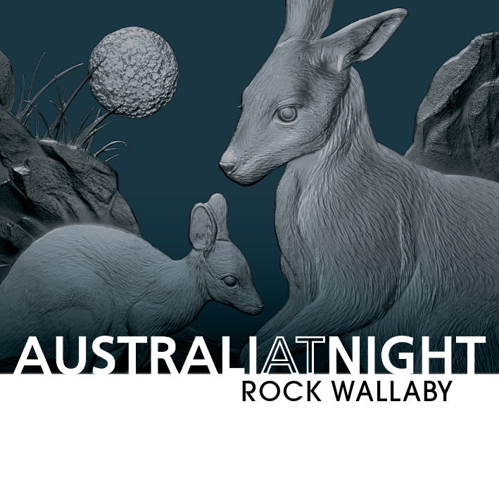 Niue 2023 $1 Australia at Night Rock Wallaby 1oz Silver Black Proof Coin Certificate