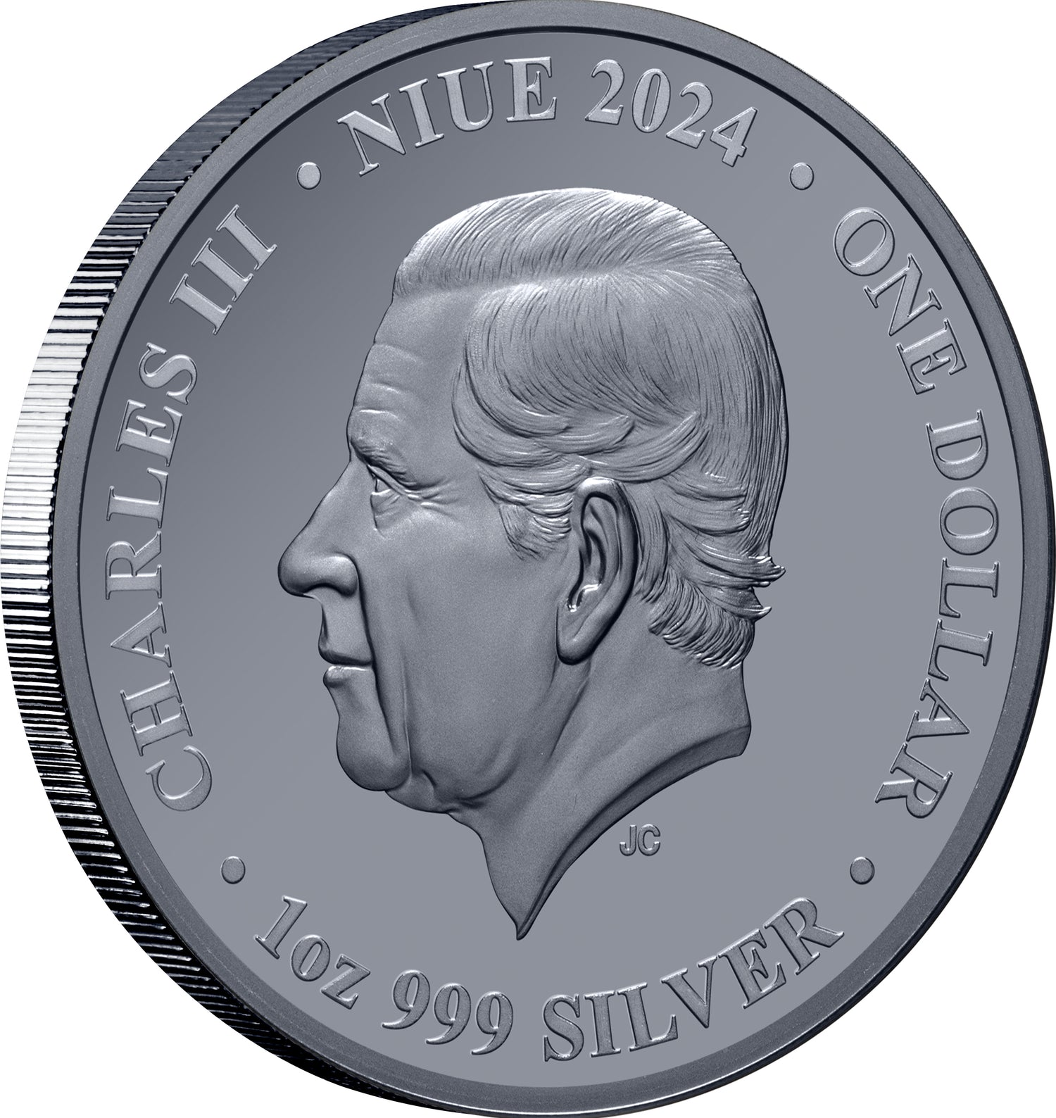 Niue 2023 $1 Australia at Night Rock Wallaby 1oz Silver Black Proof Coin Obverse and rim