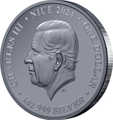 #111 CERTIFICATE Niue 2024 $1 Australia at Night Fairy Penguins 1oz Silver Black Proof Coin