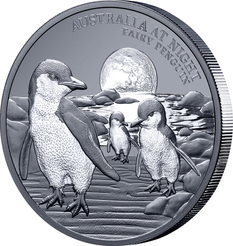 #111 CERTIFICATE Niue 2024 $1 Australia at Night Fairy Penguins 1oz Silver Black Proof Coin