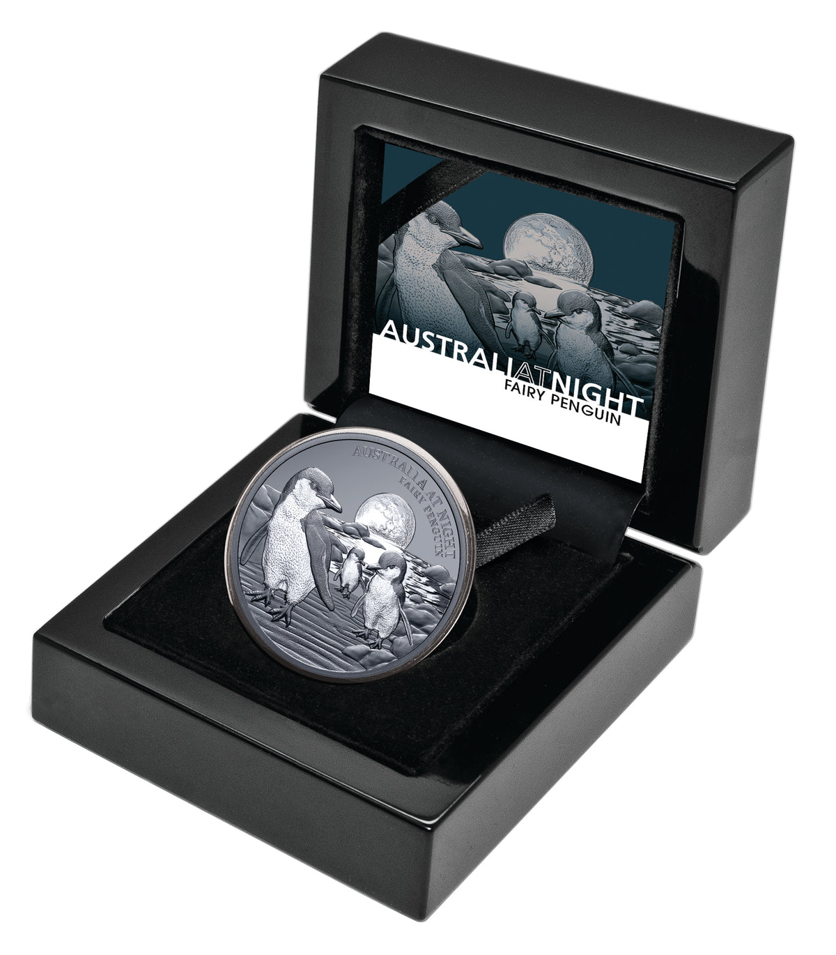 #111 CERTIFICATE Niue 2024 $1 Australia at Night Fairy Penguins 1oz Silver Black Proof Coin