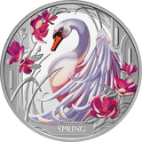 Niue 2024 $1 Seasons SPRING Swan 1oz .999 Silver Proof Coin Only 1000 Made