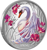 Niue 2024 $1 Seasons SPRING Swan 1oz .999 Silver Proof Coin Only 1000 Made