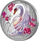 Niue 2024 $1 Seasons SPRING Swan 1oz .999 Silver Proof Coin Only 1000 Made