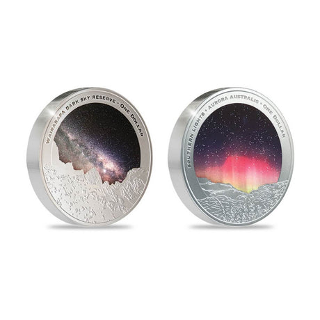 New Zealand 2024 $1 Dark Sky Light Sky 2 x 1/2 oz .999 Silver Colorized Proof Currency Set
